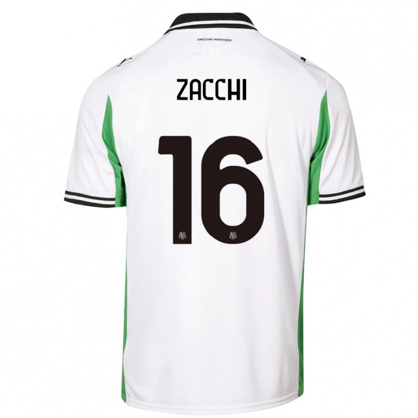Danxen Hombre Camiseta Gioele Zacchi #16 Blanco Verde Negro 2ª Equipación 2025/26 La Camisa México