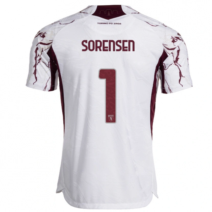 Danxen Hombre Camiseta Ben Sørensen #1 Blanco Borgoña 2ª Equipación 2025/26 La Camisa México