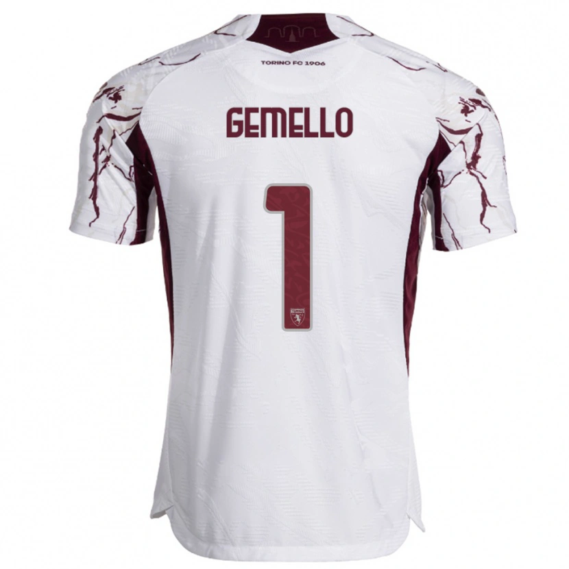 Danxen Hombre Camiseta Luca Gemello #1 Blanco Borgoña 2ª Equipación 2025/26 La Camisa México