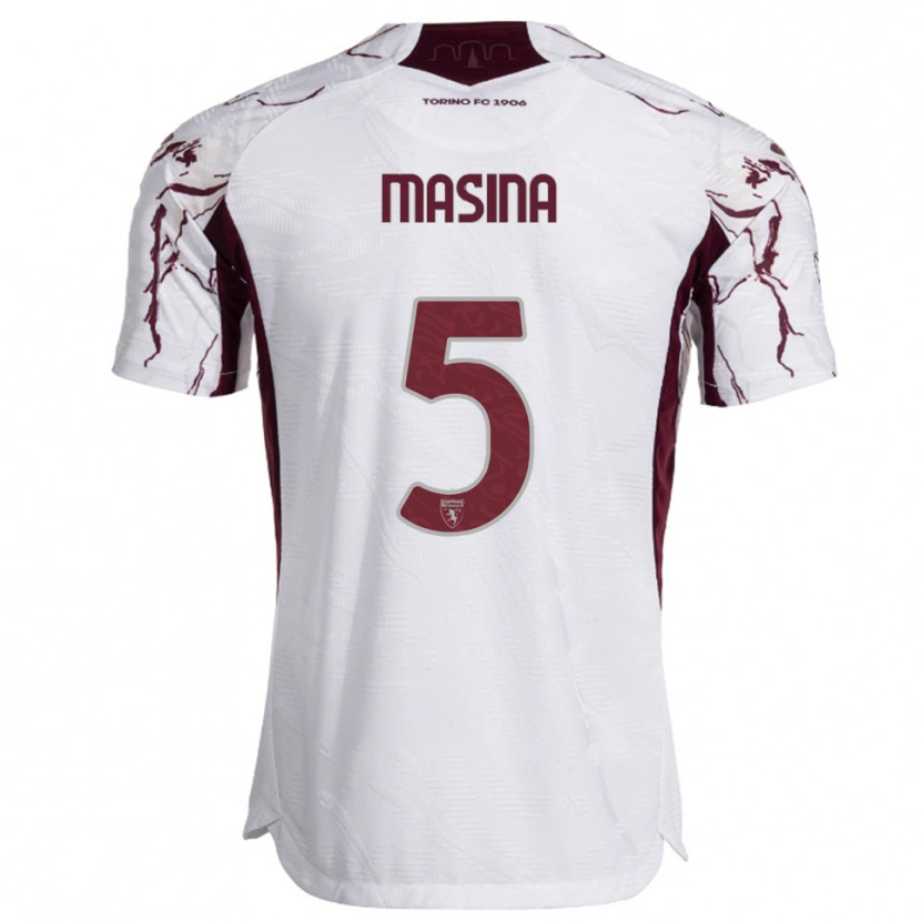 Danxen Hombre Camiseta Adam Masina #5 Blanco Borgoña 2ª Equipación 2025/26 La Camisa México