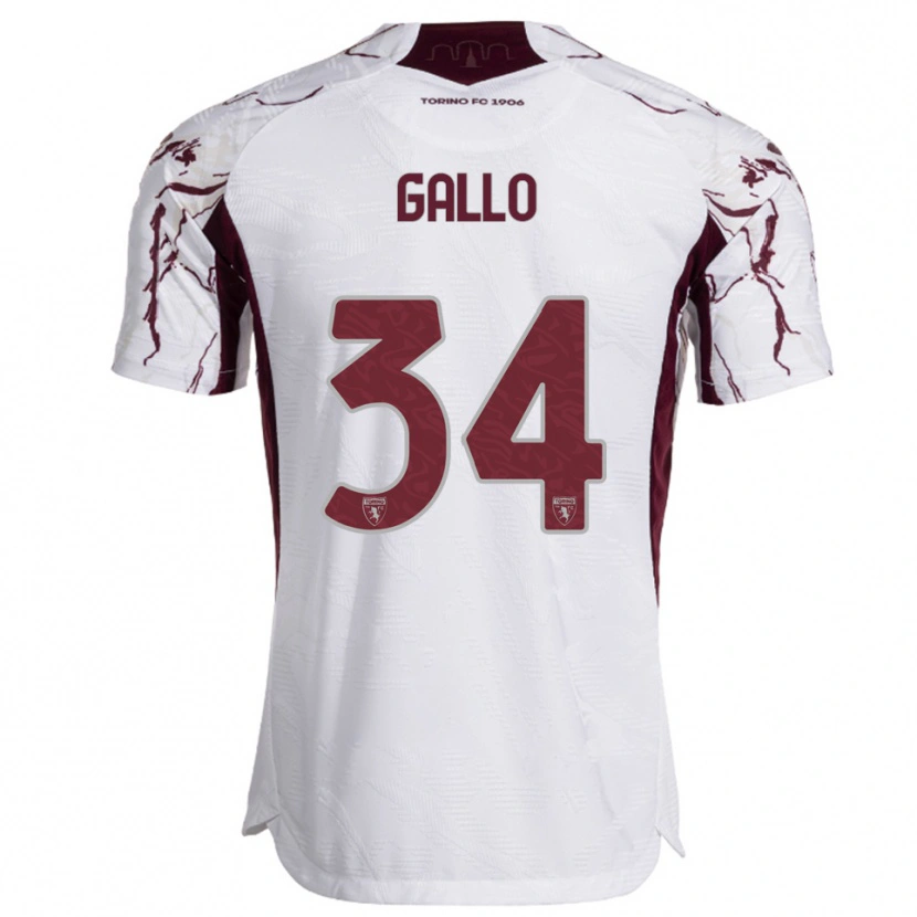 Danxen Hombre Camiseta Tommaso Gallo #34 Blanco Borgoña 2ª Equipación 2025/26 La Camisa México