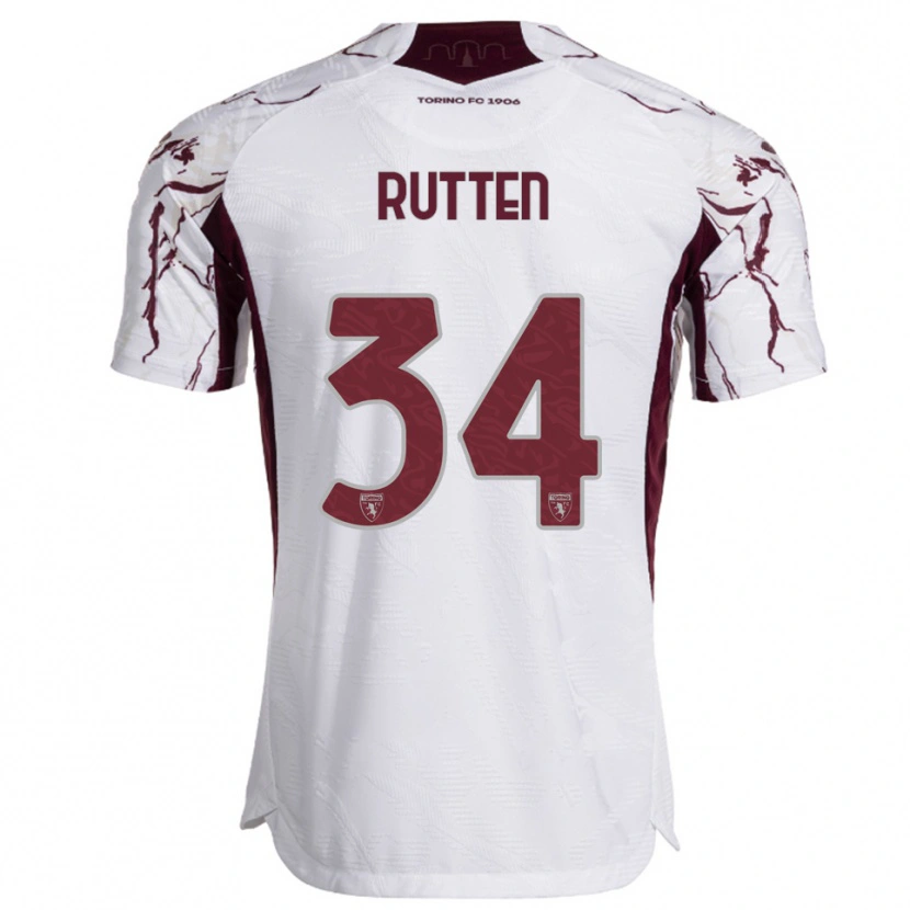 Danxen Hombre Camiseta Jill Rutten #34 Blanco Borgoña 2ª Equipación 2025/26 La Camisa México