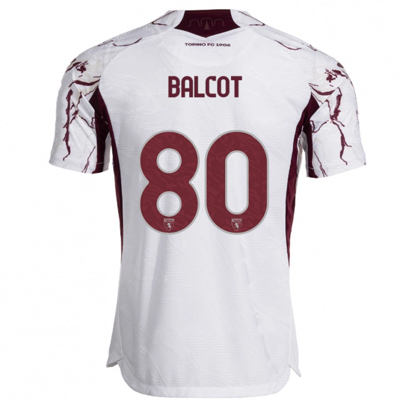 Danxen Hombre Camiseta Côme Bianay Balcot #80 Blanco Borgoña 2ª Equipación 2025/26 La Camisa México