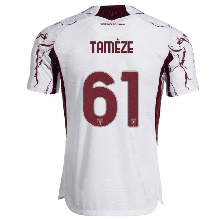 Danxen Hombre Camiseta Adrien Tamèze #61 Blanco Borgoña 2ª Equipación 2025/26 La Camisa México