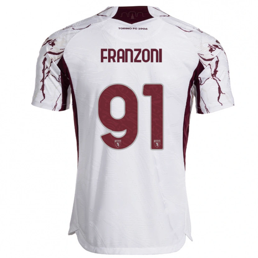 Danxen Hombre Camiseta Nicolò Franzoni #91 Blanco Borgoña 2ª Equipación 2025/26 La Camisa México