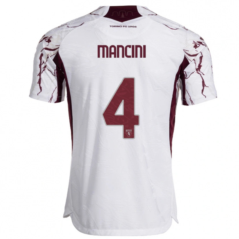 Danxen Hombre Camiseta Luca Mancini #4 Blanco Borgoña 2ª Equipación 2025/26 La Camisa México
