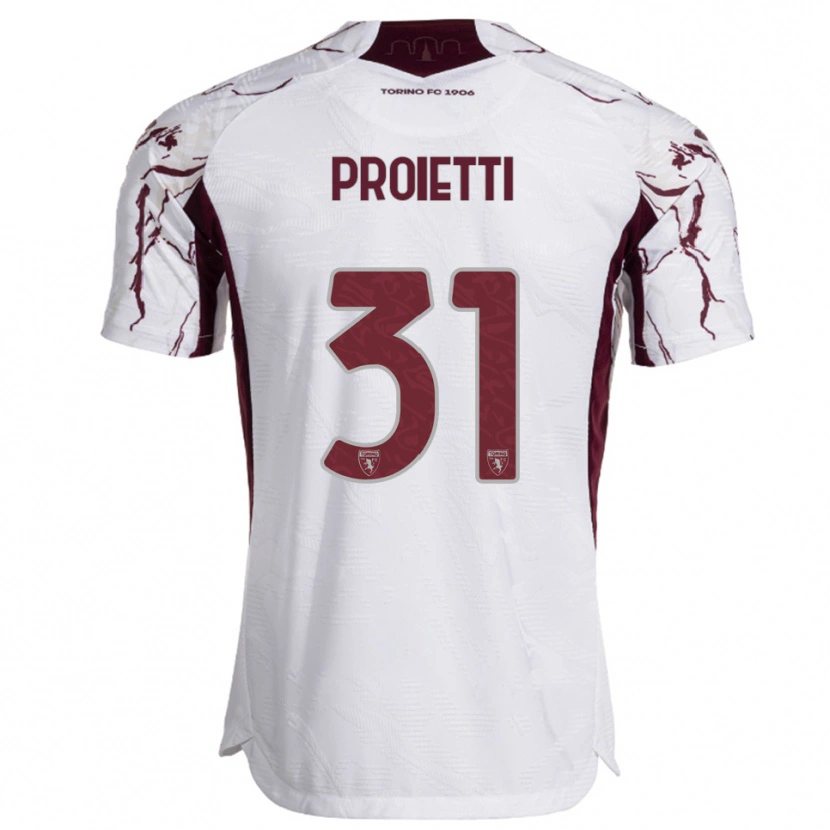 Danxen Hombre Camiseta Riccardo Proietti #31 Blanco Borgoña 2ª Equipación 2025/26 La Camisa México