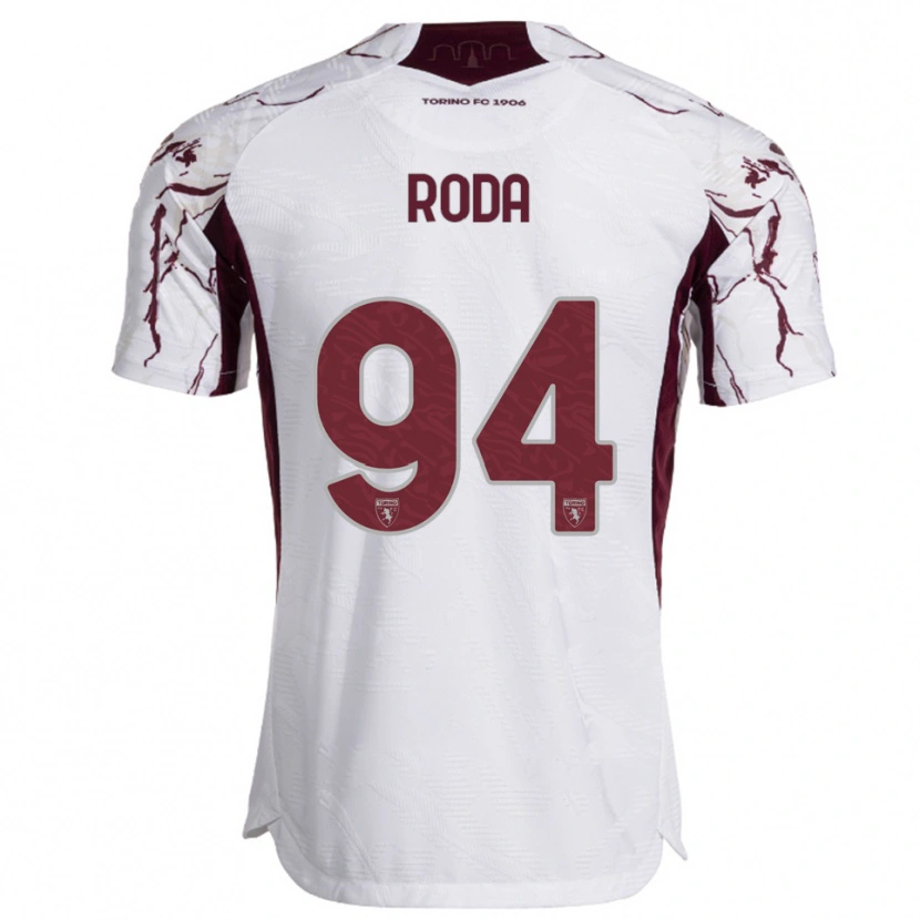Danxen Hombre Camiseta Alex Roda #94 Blanco Borgoña 2ª Equipación 2025/26 La Camisa México