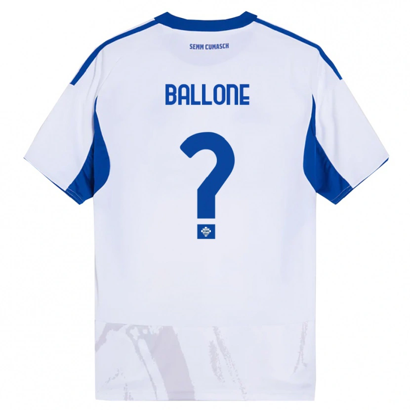 Danxen Hombre Camiseta Andrea Ballone #0 Blanco Azul 2ª Equipación 2025/26 La Camisa México