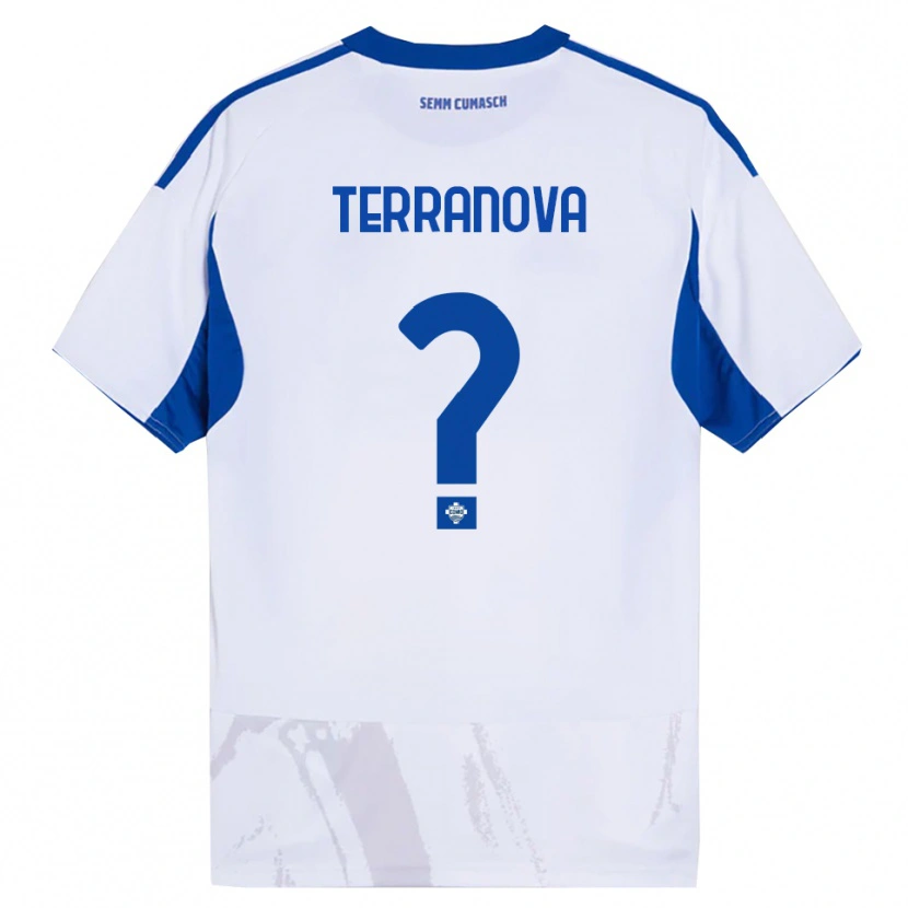 Danxen Hombre Camiseta Mattia Terranova #0 Blanco Azul 2ª Equipación 2025/26 La Camisa México