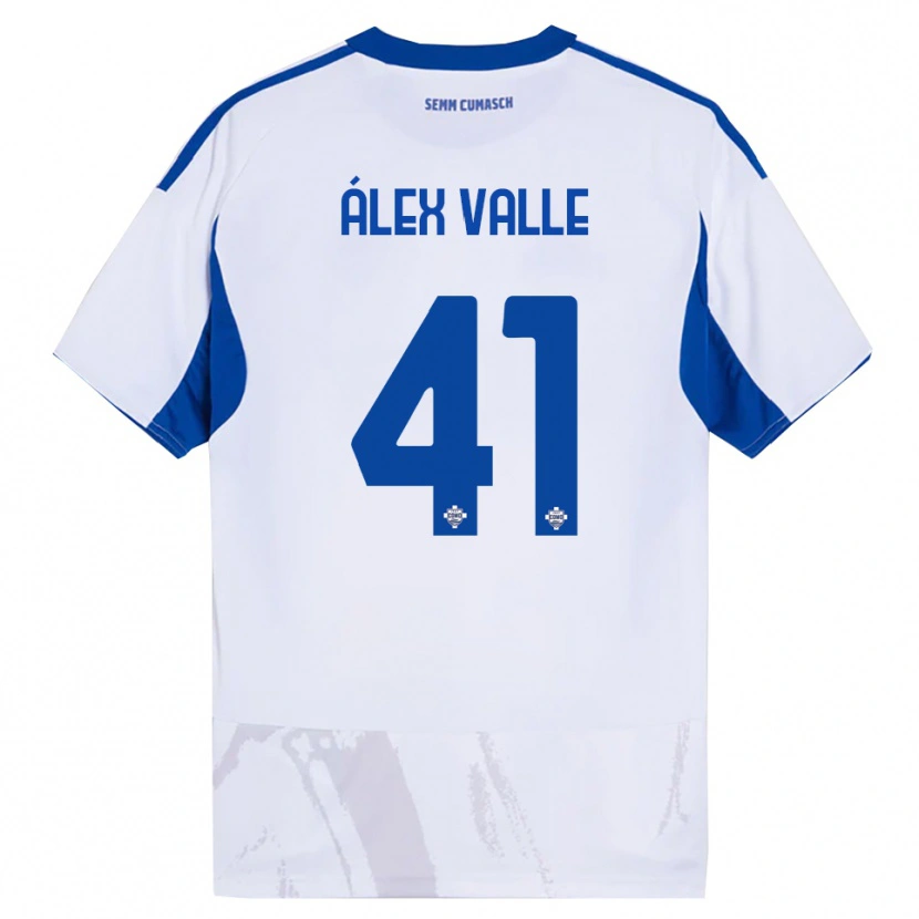 Danxen Hombre Camiseta Álex Valle #41 Blanco Azul 2ª Equipación 2025/26 La Camisa México