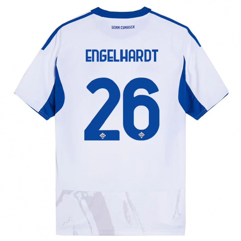Danxen Hombre Camiseta Yannik Engelhardt #26 Blanco Azul 2ª Equipación 2025/26 La Camisa México