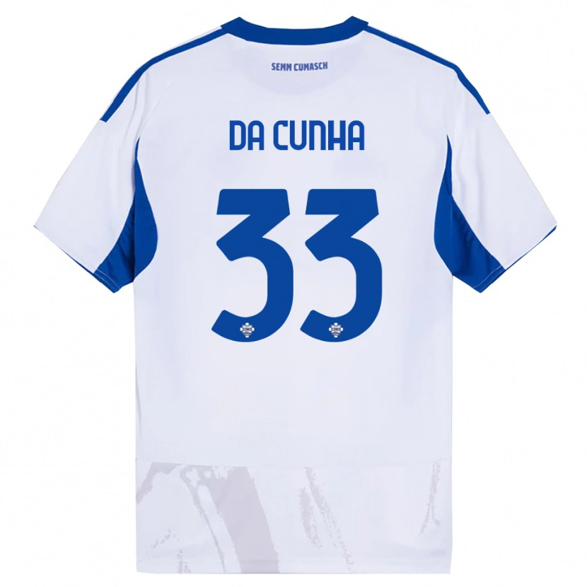 Danxen Hombre Camiseta Lucas Da Cunha #33 Blanco Azul 2ª Equipación 2025/26 La Camisa México