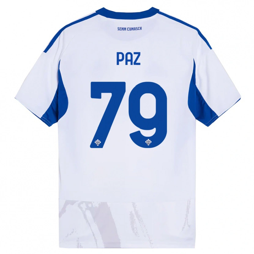 Danxen Hombre Camiseta Nico Paz #79 Blanco Azul 2ª Equipación 2025/26 La Camisa México