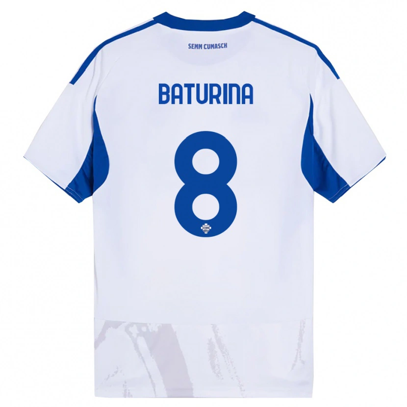 Danxen Hombre Camiseta Martin Baturina #8 Blanco Azul 2ª Equipación 2025/26 La Camisa México