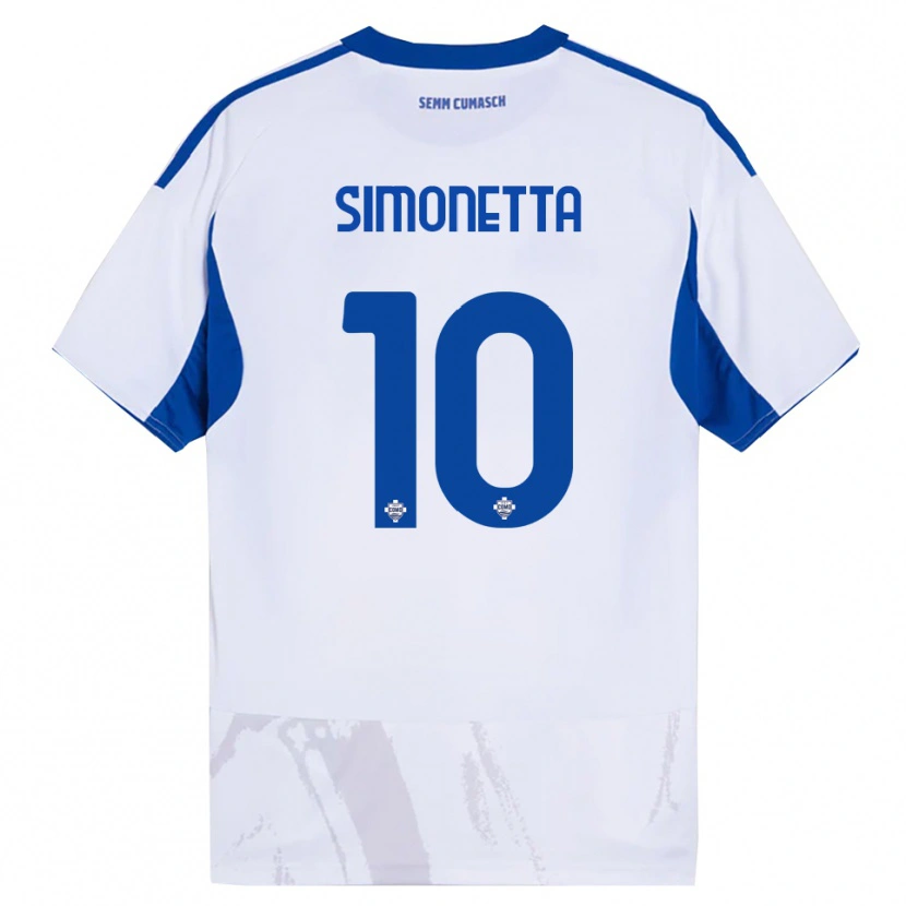 Danxen Hombre Camiseta Jacopo Simonetta #10 Blanco Azul 2ª Equipación 2025/26 La Camisa México