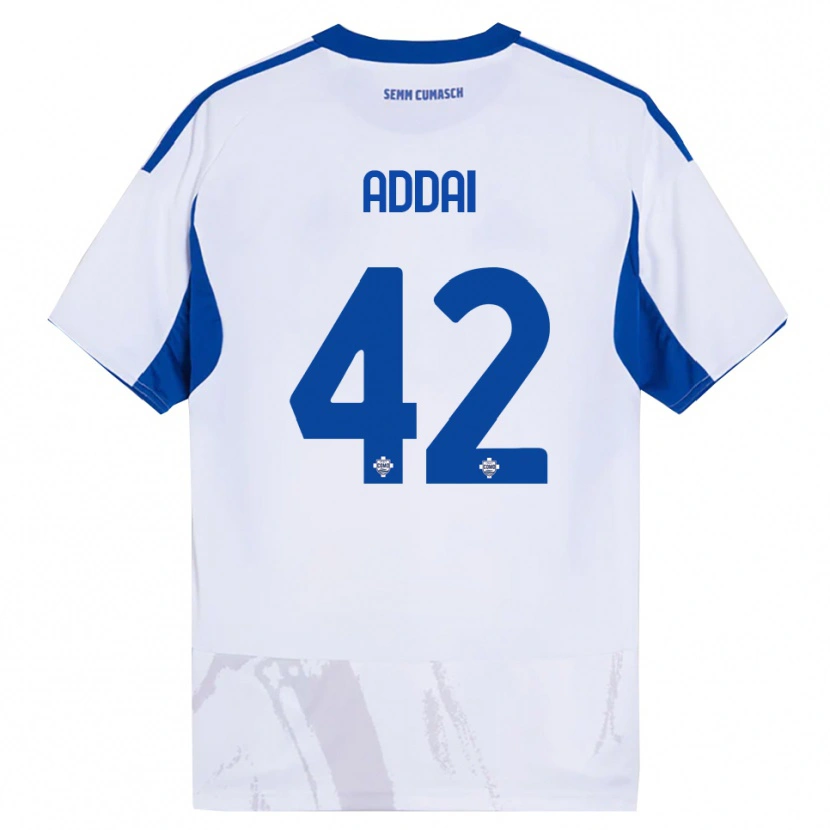 Danxen Hombre Camiseta Jayden Addai #42 Blanco Azul 2ª Equipación 2025/26 La Camisa México