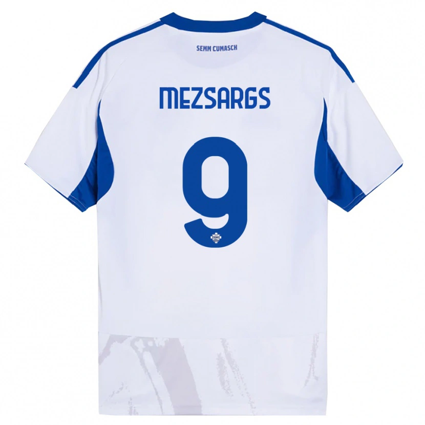 Danxen Hombre Camiseta Kristians Mezsargs #9 Blanco Azul 2ª Equipación 2025/26 La Camisa México