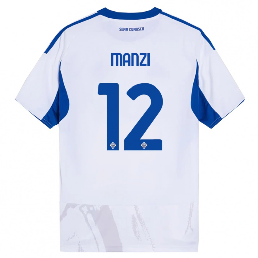 Danxen Hombre Camiseta Federico Manzi #12 Blanco Azul 2ª Equipación 2025/26 La Camisa México