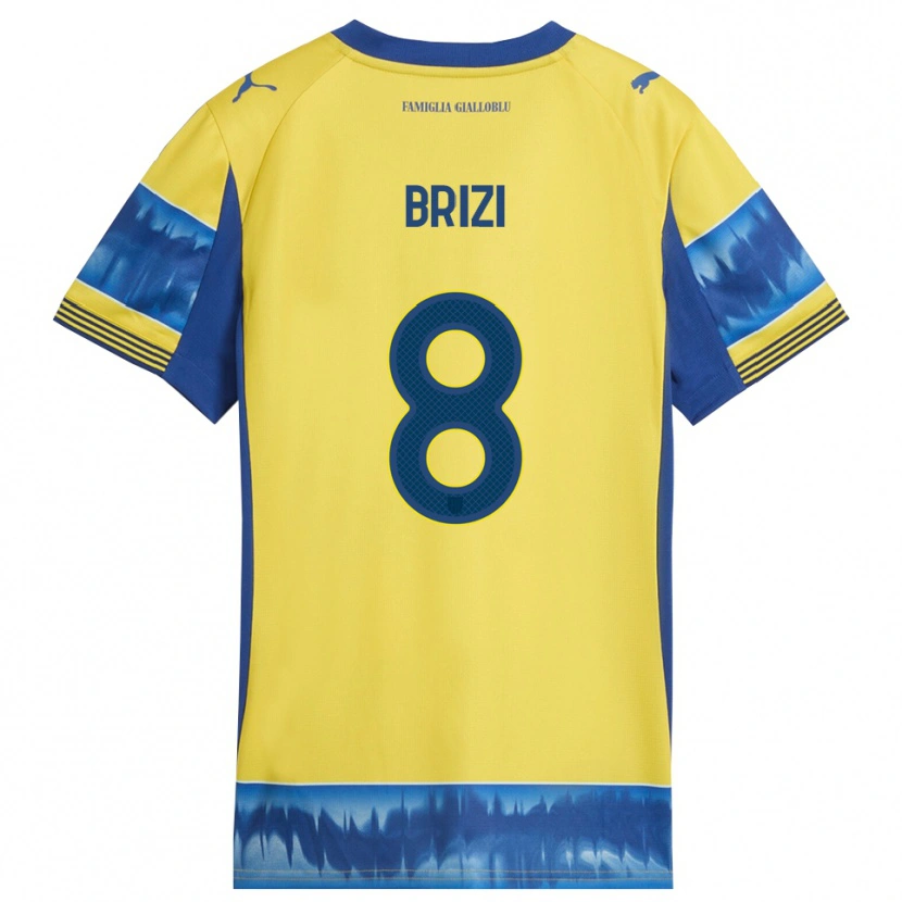 Danxen Hombre Camiseta Andrea Brizi #8 Amarillo Azul 2ª Equipación 2025/26 La Camisa México