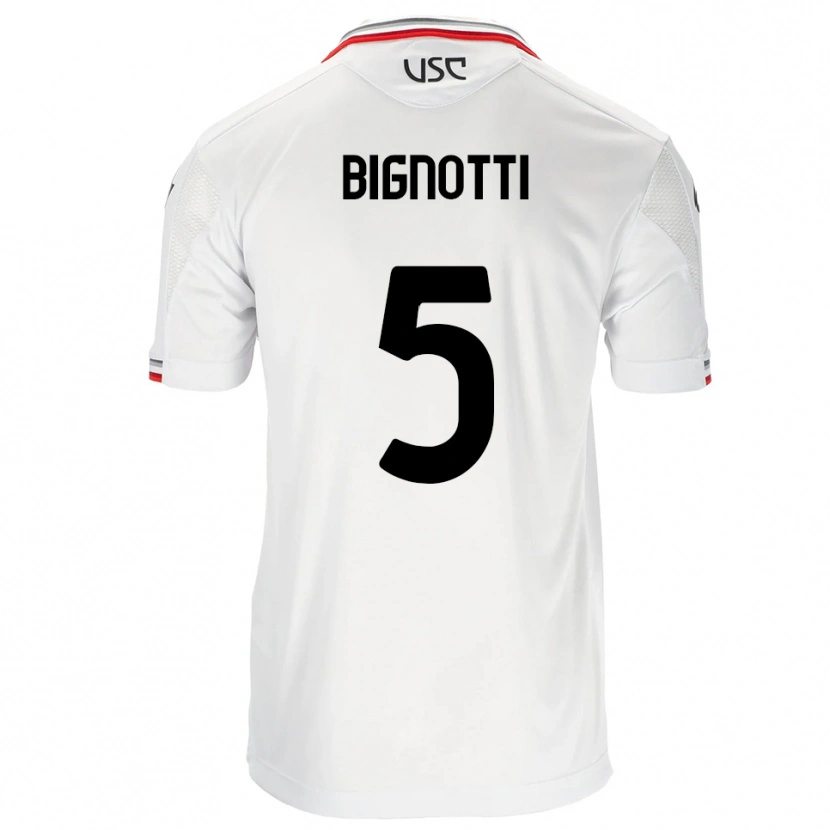 Danxen Hombre Camiseta Francesco Bignotti #5 Blanco Rojo 2ª Equipación 2025/26 La Camisa México
