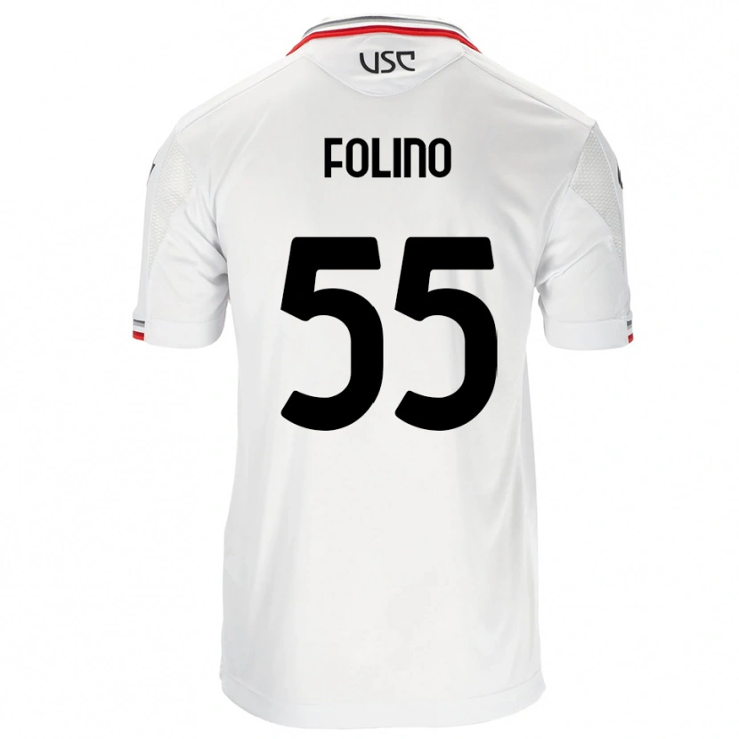 Danxen Hombre Camiseta Francesco Folino #55 Blanco Rojo 2ª Equipación 2025/26 La Camisa México