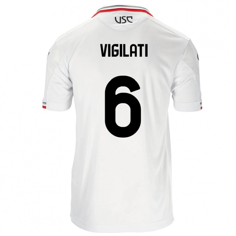 Danxen Hombre Camiseta Tommaso Vigilati #6 Blanco Rojo 2ª Equipación 2025/26 La Camisa México