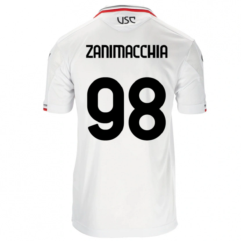 Danxen Hombre Camiseta Luca Zanimacchia #98 Blanco Rojo 2ª Equipación 2025/26 La Camisa México