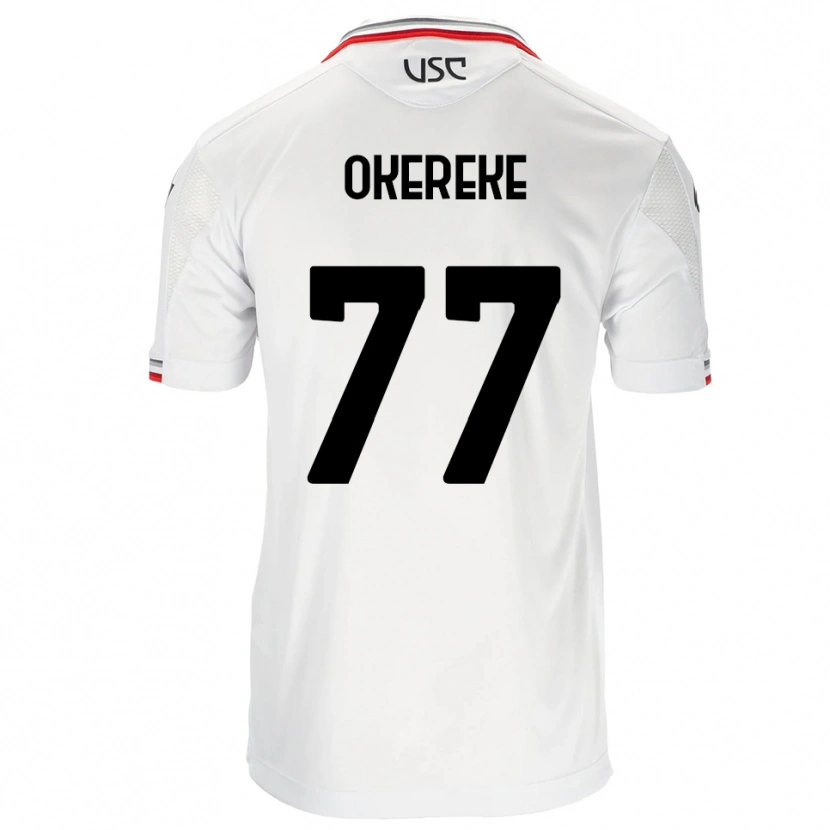 Danxen Hombre Camiseta David Okereke #77 Blanco Rojo 2ª Equipación 2025/26 La Camisa México