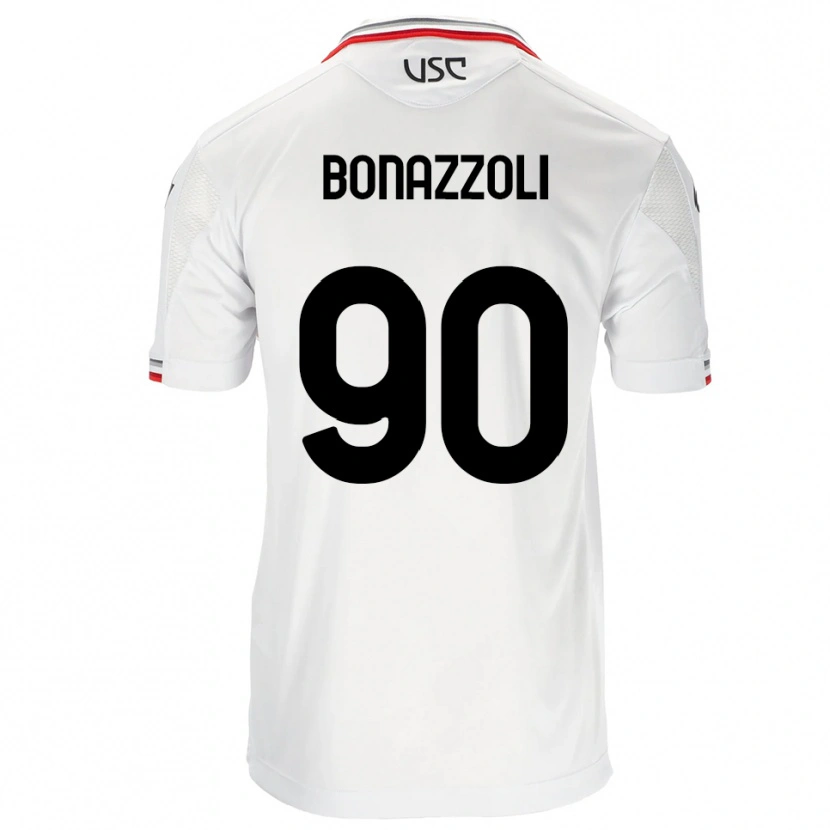 Danxen Hombre Camiseta Federico Bonazzoli #90 Blanco Rojo 2ª Equipación 2025/26 La Camisa México
