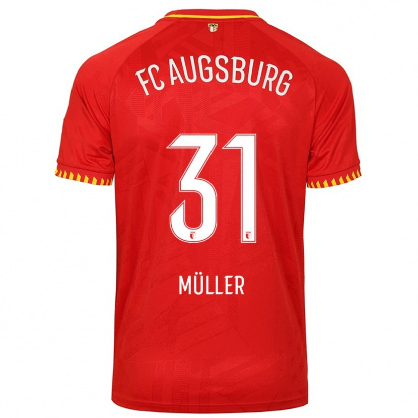 Danxen Hombre Camiseta Noah Müller #31 Rojo Amarillo 2ª Equipación 2025/26 La Camisa México