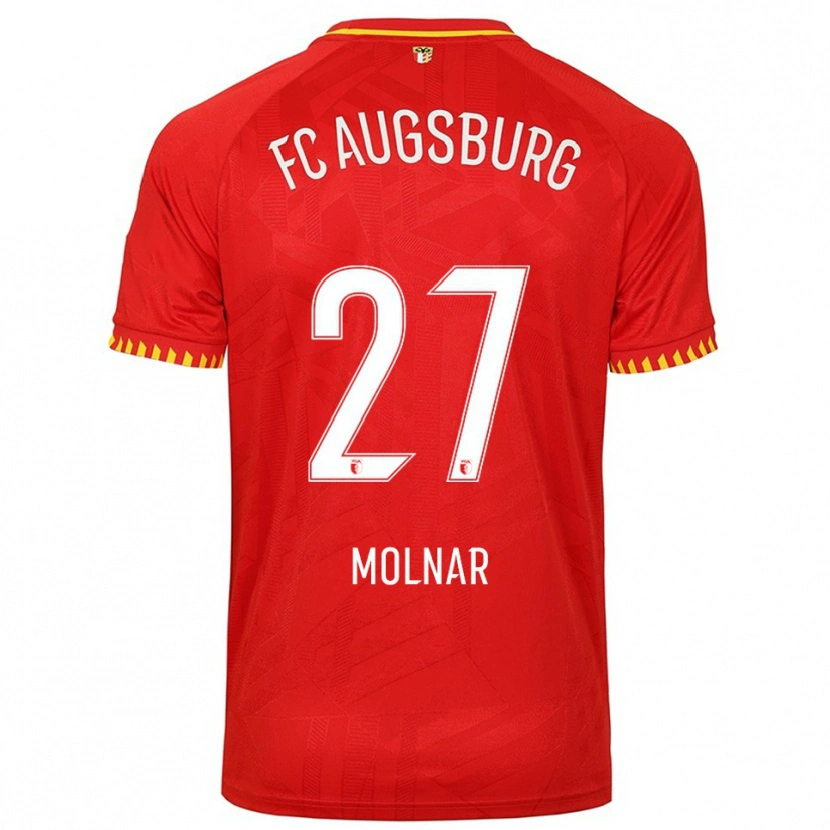 Danxen Hombre Camiseta Lars Molnar #27 Rojo Amarillo 2ª Equipación 2025/26 La Camisa México