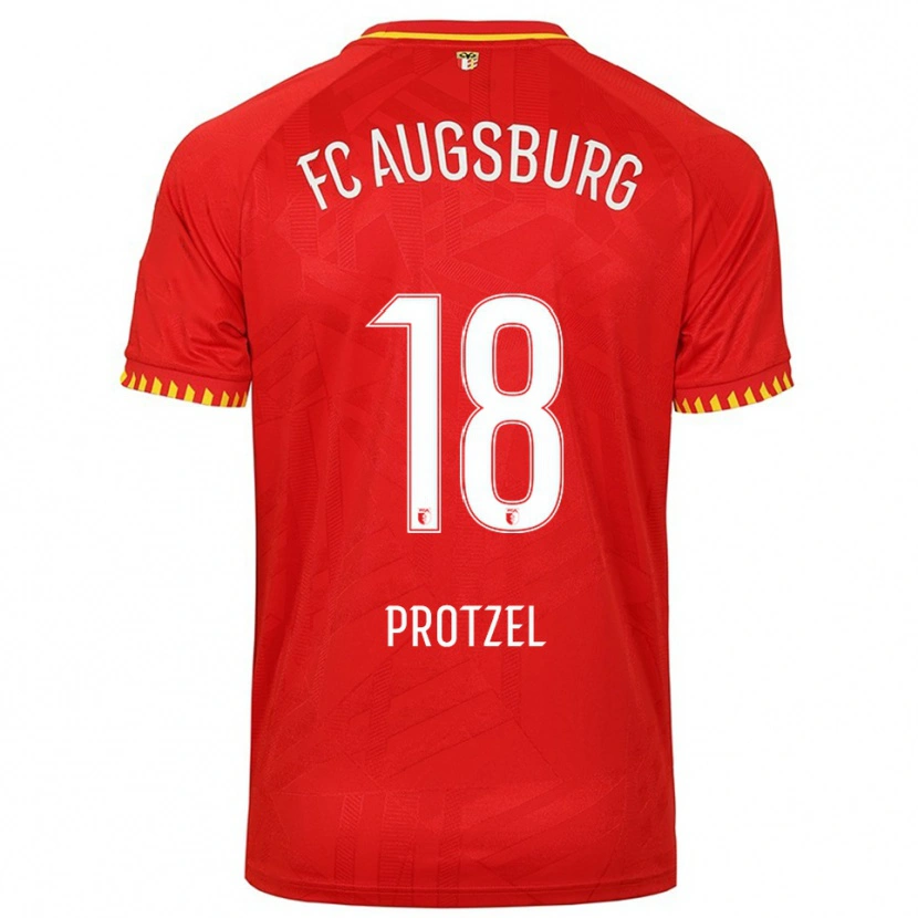 Danxen Hombre Camiseta Ann-Sophie Protzel #18 Rojo Amarillo 2ª Equipación 2025/26 La Camisa México