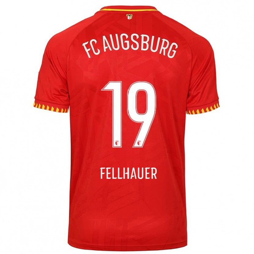 Danxen Hombre Camiseta Robin Fellhauer #19 Rojo Amarillo 2ª Equipación 2025/26 La Camisa México