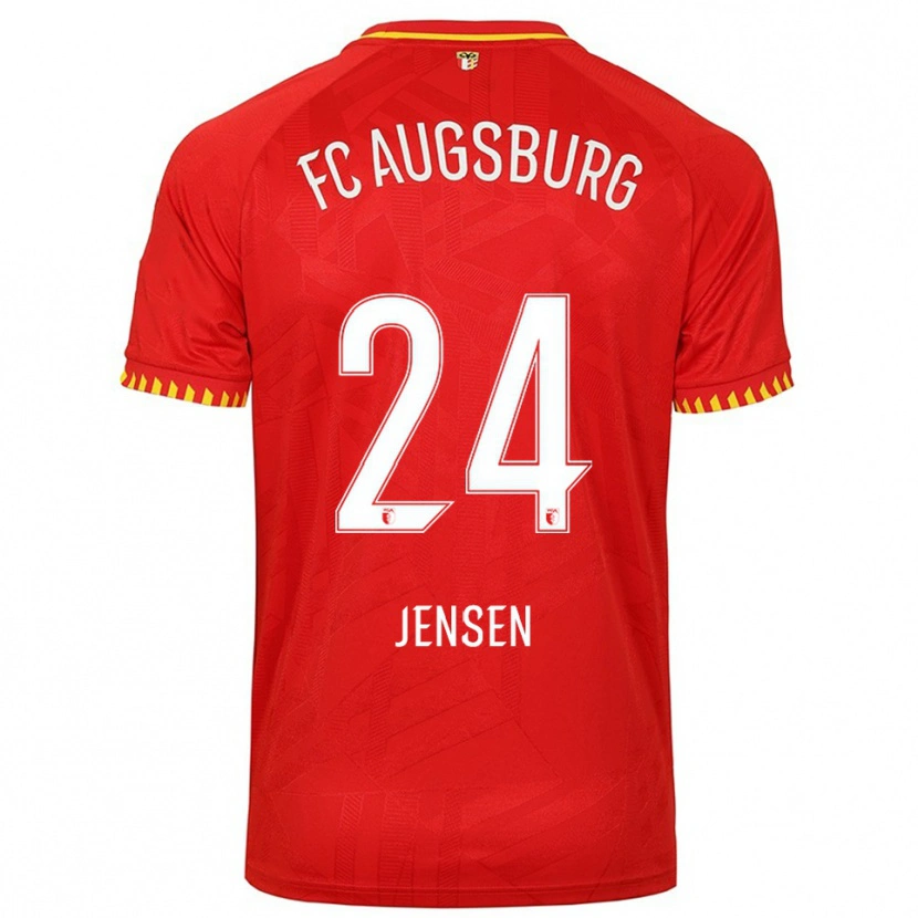 Danxen Hombre Camiseta Fredrik Jensen #24 Rojo Amarillo 2ª Equipación 2025/26 La Camisa México