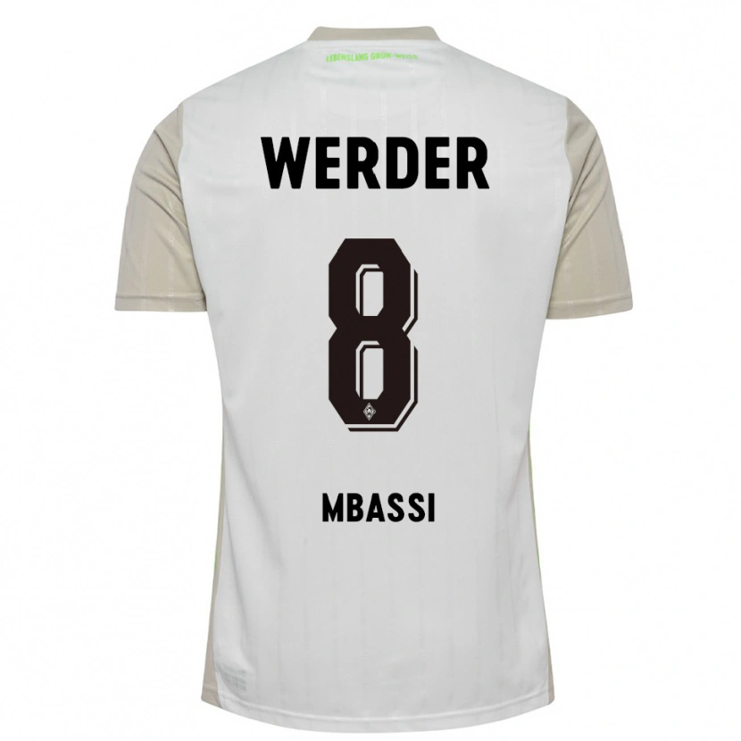 Danxen Hombre Camiseta Mario Mbassi #8 Blanco Negro 2ª Equipación 2025/26 La Camisa México