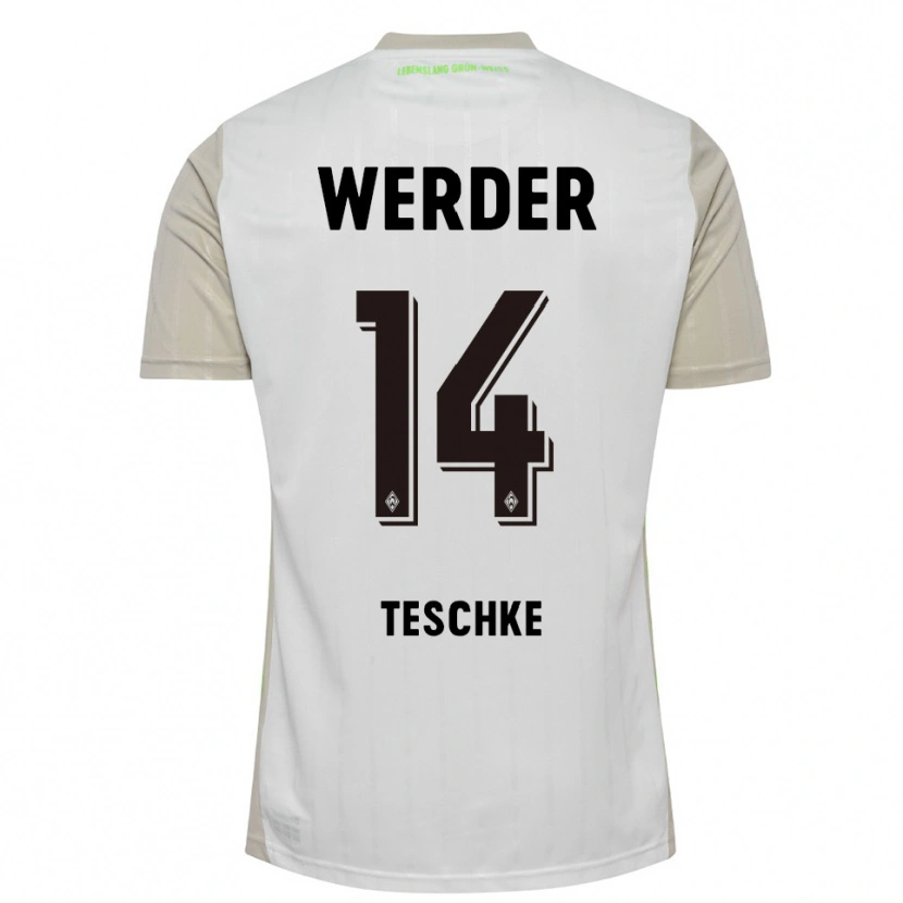 Danxen Hombre Camiseta Tim Teschke #14 Blanco Negro 2ª Equipación 2025/26 La Camisa México