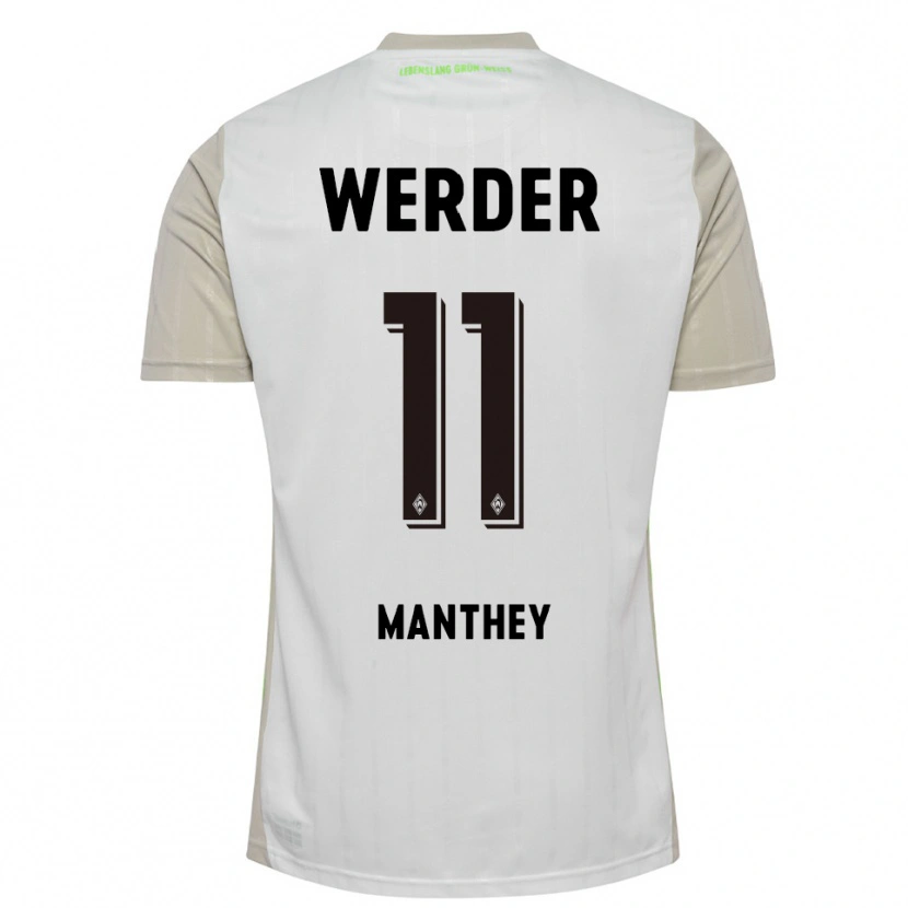 Danxen Hombre Camiseta Kevin Manthey #11 Blanco Negro 2ª Equipación 2025/26 La Camisa México