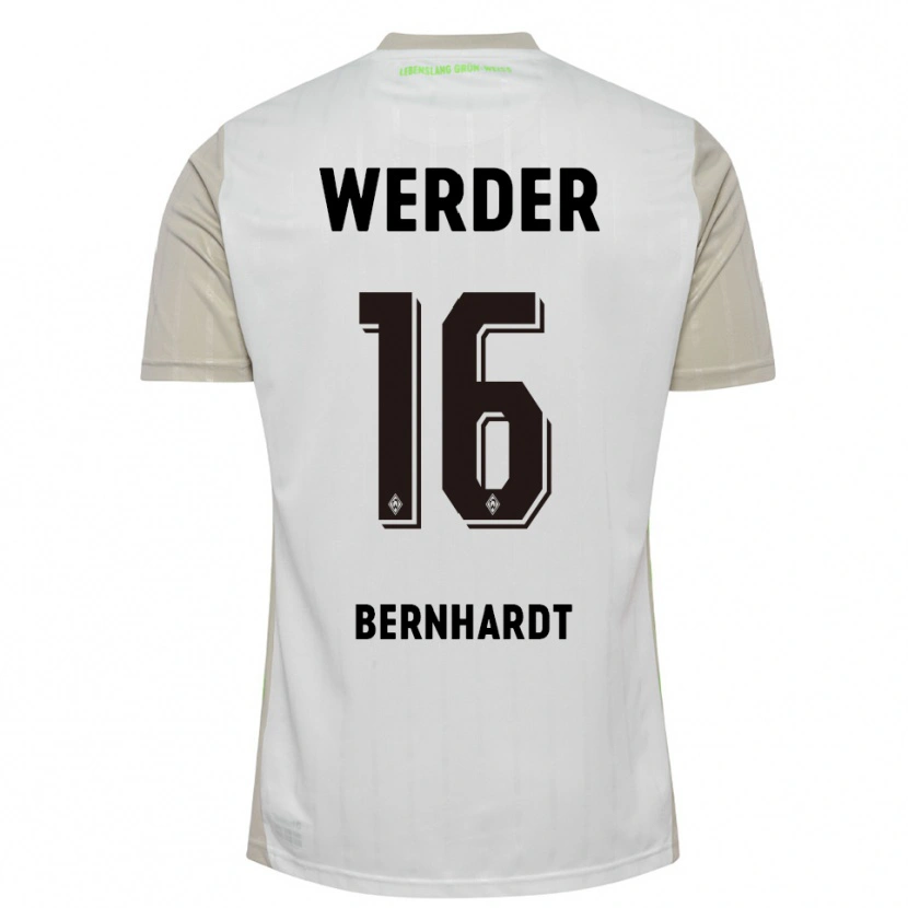 Danxen Hombre Camiseta Emilie Bernhardt #16 Blanco Negro 2ª Equipación 2025/26 La Camisa México