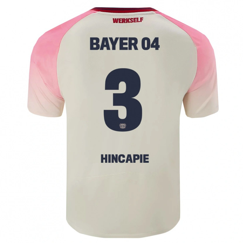 Danxen Hombre Camiseta Piero Hincapié #3 Rosa Blanquecino 2ª Equipación 2025/26 La Camisa México