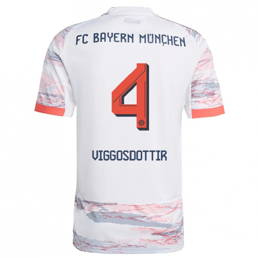 Danxen Hombre Camiseta Glódís Perla Viggósdóttir #4 Blanco Gris 2ª Equipación 2025/26 La Camisa México