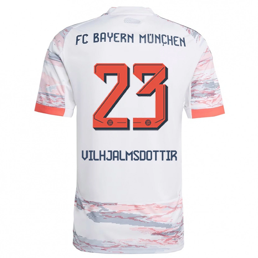 Danxen Hombre Camiseta Karolina Lea Vilhjalmsdottir #23 Blanco Gris 2ª Equipación 2025/26 La Camisa México