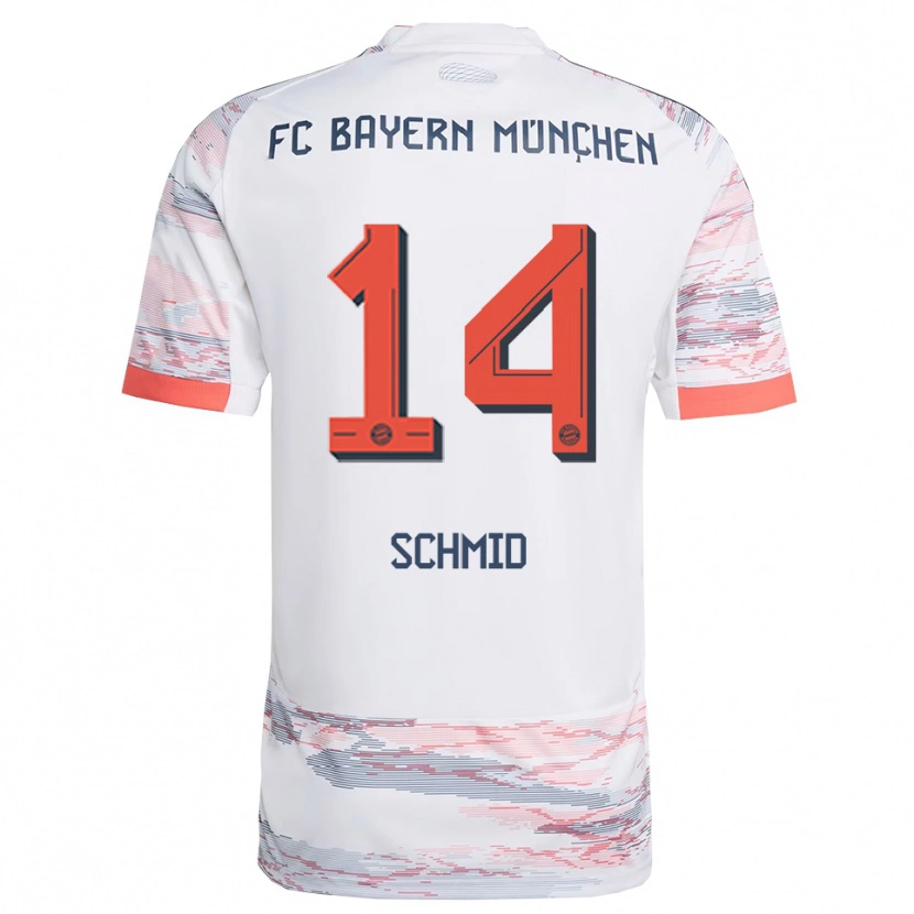 Danxen Hombre Camiseta Leopold Schmid #14 Blanco Gris 2ª Equipación 2025/26 La Camisa México