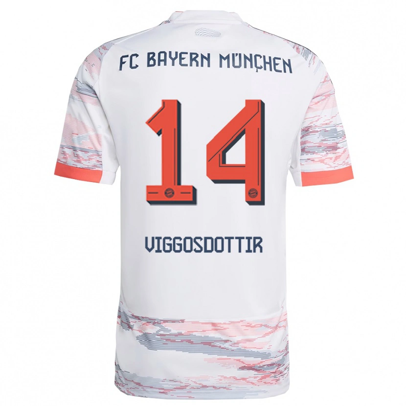 Danxen Hombre Camiseta Glodis Perla Viggosdottir #14 Blanco Gris 2ª Equipación 2025/26 La Camisa México