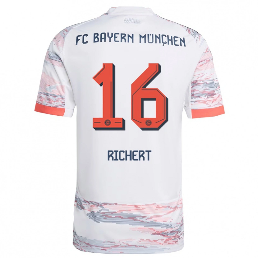 Danxen Hombre Camiseta Leonhard Richert #16 Blanco Gris 2ª Equipación 2025/26 La Camisa México