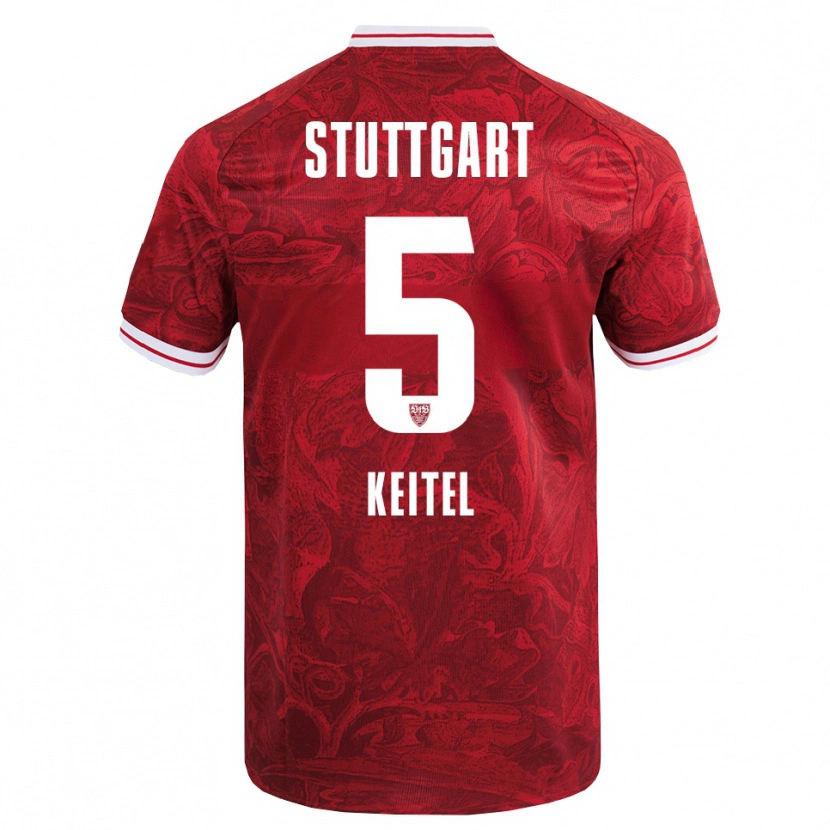 Danxen Hombre Camiseta Yannik Keitel #5 Rojo Negro 2ª Equipación 2025/26 La Camisa México