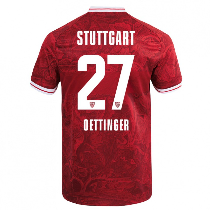 Danxen Hombre Camiseta Jannik Oettinger #27 Rojo Negro 2ª Equipación 2025/26 La Camisa México