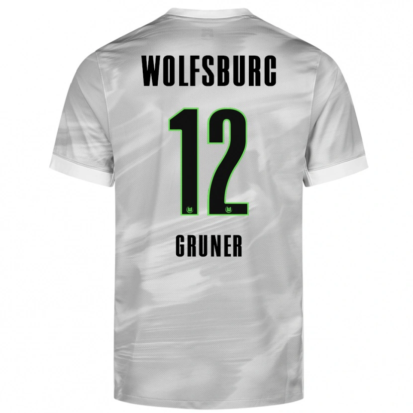 Danxen Hombre Camiseta Paul Gruner #12 Gris Blanco 2ª Equipación 2025/26 La Camisa México