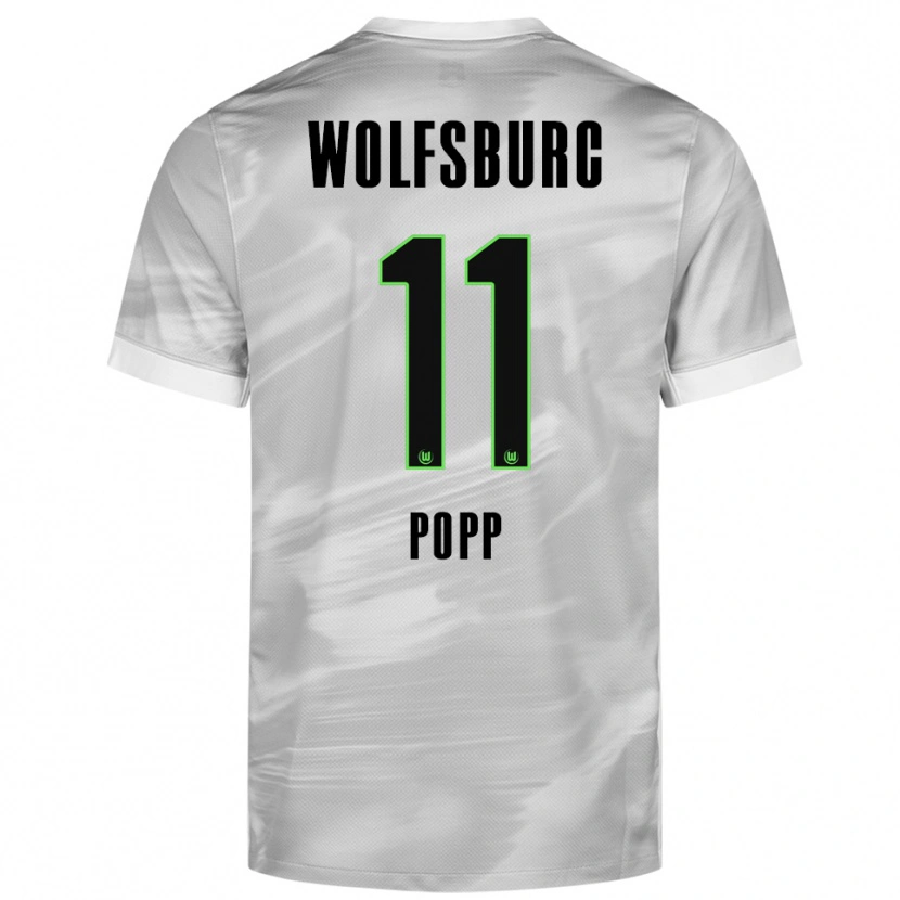 Danxen Hombre Camiseta Alexandra Popp #11 Gris Blanco 2ª Equipación 2025/26 La Camisa México