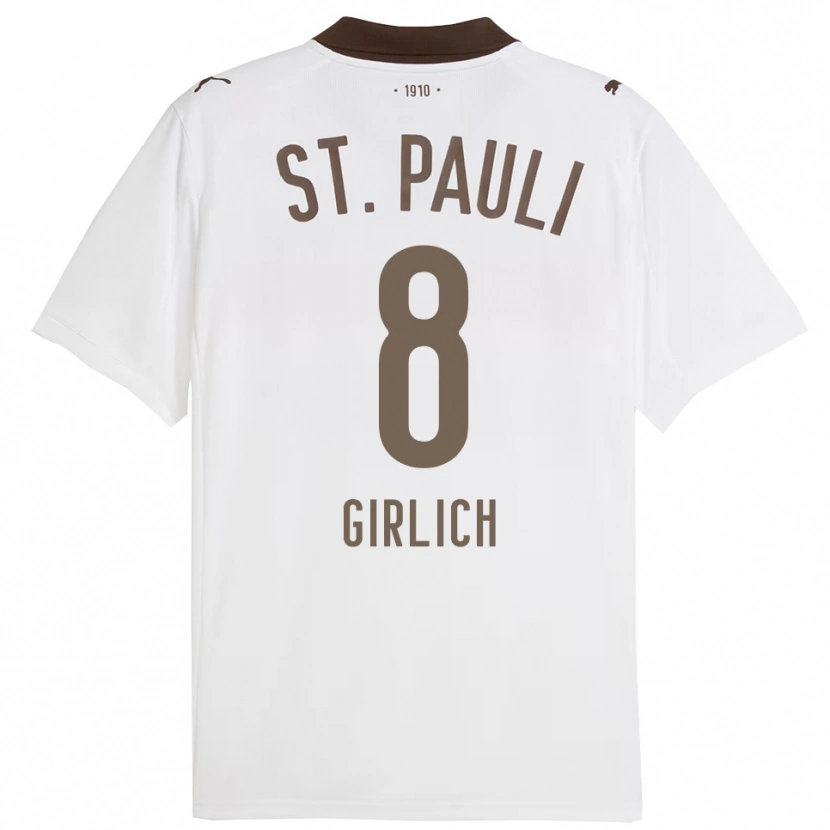 Danxen Hombre Camiseta Max Girlich #8 Blanco Rojo 2ª Equipación 2025/26 La Camisa México